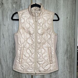 J Crew Rose Gold Vest Quilted Zip Pockets Size XXS